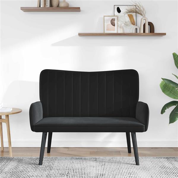 Grote foto vidaxl twee persoons sofa zwart 115 x 61 x 87 cm fluweel huis en inrichting bankstellen