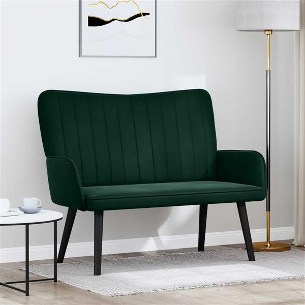 Grote foto vidaxl twee persoons sofa donkergroen 115 x 61 x 87 cm fluweel huis en inrichting bankstellen