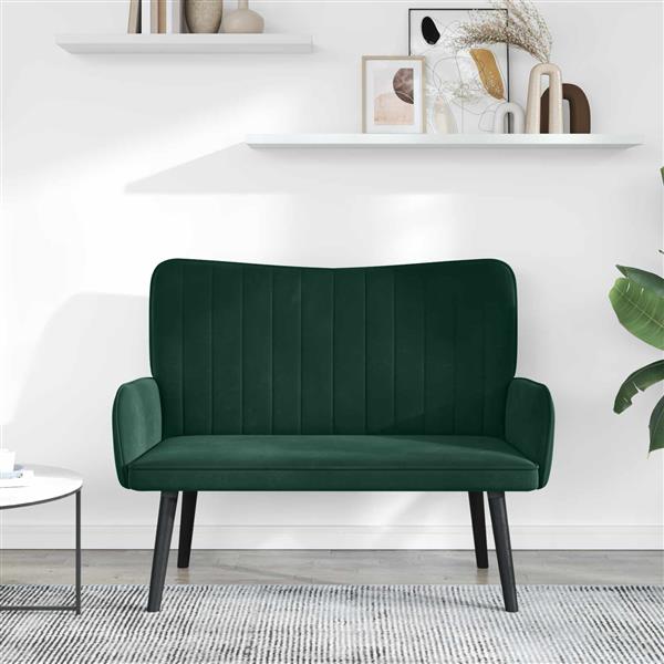 Grote foto vidaxl twee persoons sofa donkergroen 115 x 61 x 87 cm fluweel huis en inrichting bankstellen