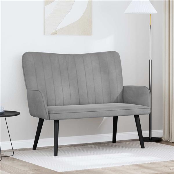 Grote foto vidaxl twee persoons sofa lichtgrijs 115 x 61 x 87 cm fluweel huis en inrichting bankstellen
