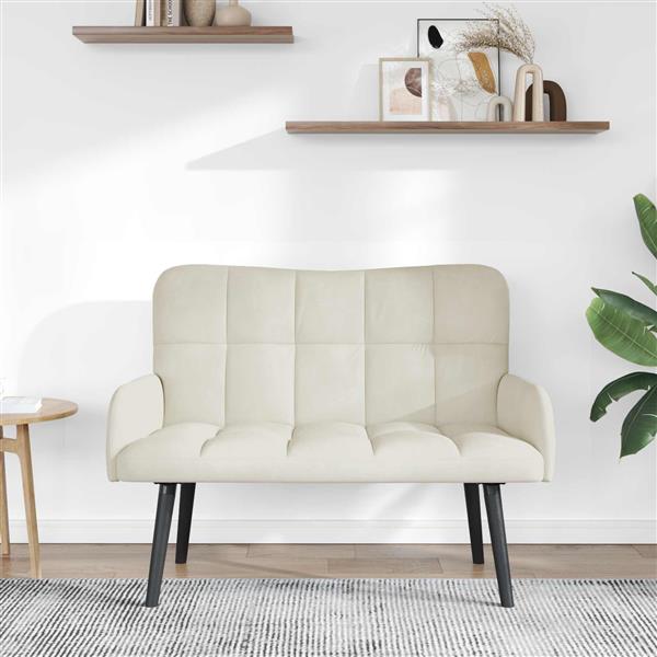 Grote foto vidaxl twee persoons sofa cr me 115 x 61 x 87 cm fluweel huis en inrichting bankstellen