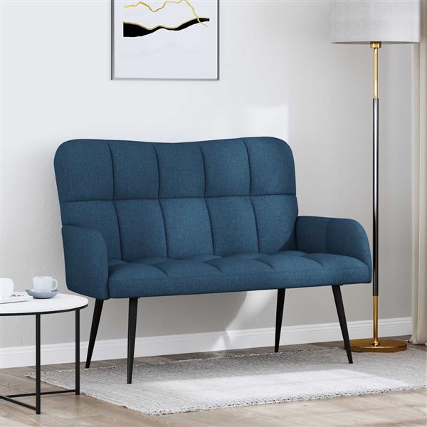 Grote foto vidaxl twee persoons sofa blauw 115 x 61 x 87 cm stof huis en inrichting bankstellen