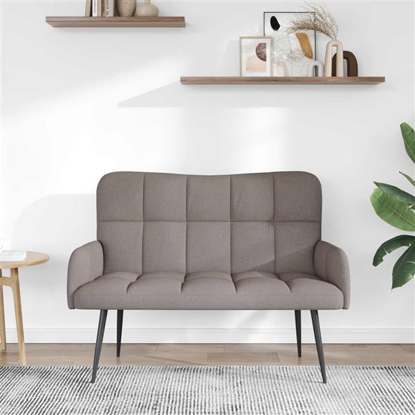 Grote foto vidaxl twee persoons sofa taupe 115 x 61 x 87 cm stof huis en inrichting bankstellen