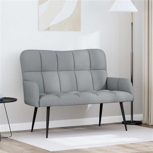 Grote foto vidaxl twee persoons sofa lichtgrijs 115 x 61 x 87 cm stof huis en inrichting bankstellen