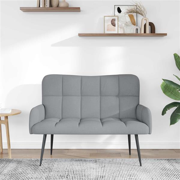 Grote foto vidaxl twee persoons sofa lichtgrijs 115 x 61 x 87 cm stof huis en inrichting bankstellen