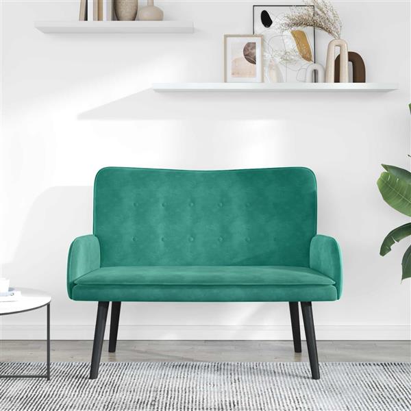 Grote foto vidaxl twee persoons sofa turquoise 115 x 61 x 87 cm fluweel huis en inrichting bankstellen