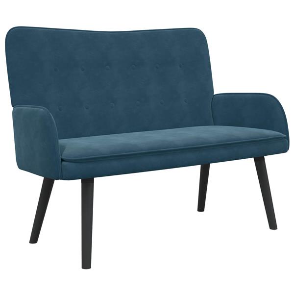 Grote foto vidaxl twee persoons sofa blauw 115 x 61 x 87 cm fluweel huis en inrichting bankstellen