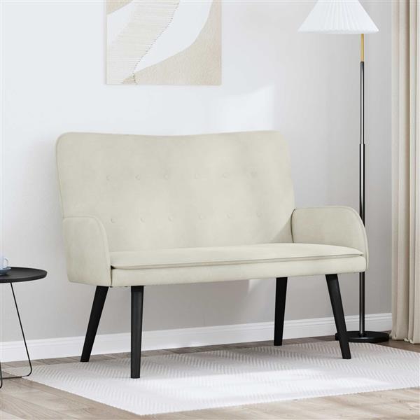 Grote foto vidaxl twee persoons sofa cr me 115 x 61 x 87 cm fluweel huis en inrichting bankstellen