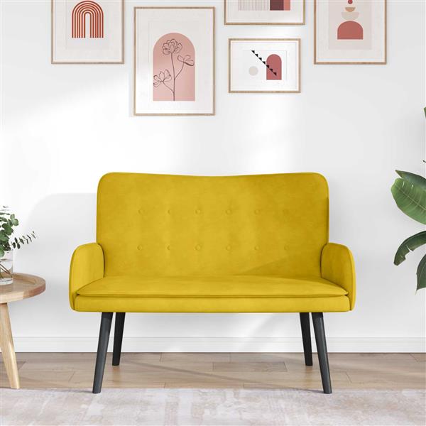 Grote foto vidaxl twee persoons sofa geel 115 x 61 x 87 cm fluweel huis en inrichting bankstellen