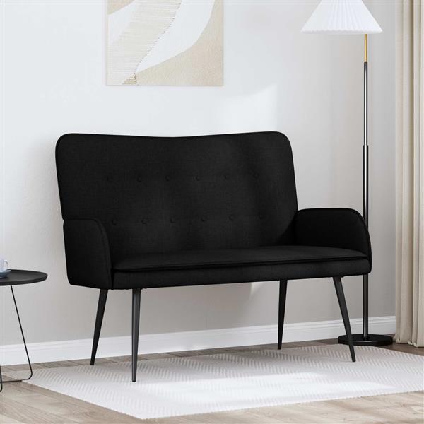 Grote foto vidaxl 2 zits sofa zwart 115 x 61 x 87 cm stof huis en inrichting bankstellen