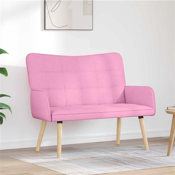 Grote foto vidaxl twee persoons sofa roze 115 x 61 x 87 cm stof huis en inrichting bankstellen