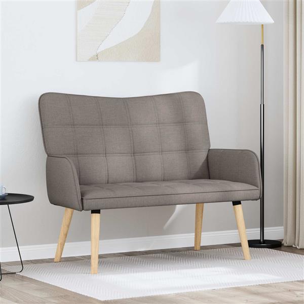 Grote foto vidaxl twee persoons sofa taupe 115 x 61 x 87 cm stof huis en inrichting bankstellen