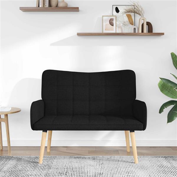 Grote foto vidaxl twee persoons sofa zwart 115 x 61 x 87 cm stof huis en inrichting bankstellen
