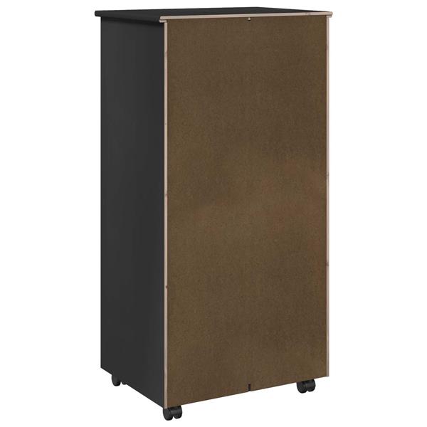 Grote foto vidaxl rolling kast met wiel zwart 53 x 39 x 103 cm massief vurenhout huis en inrichting overige