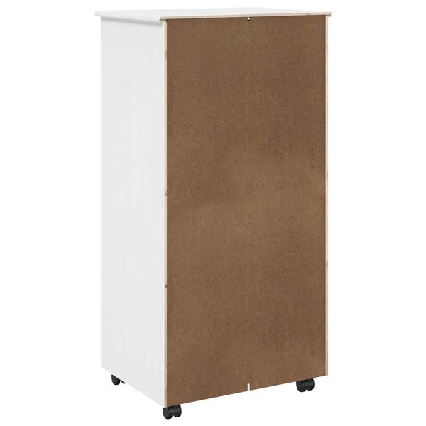 Grote foto vidaxl rolling kast met wiel wit 53 x 39 x 103 cm massief vurenhout huis en inrichting overige