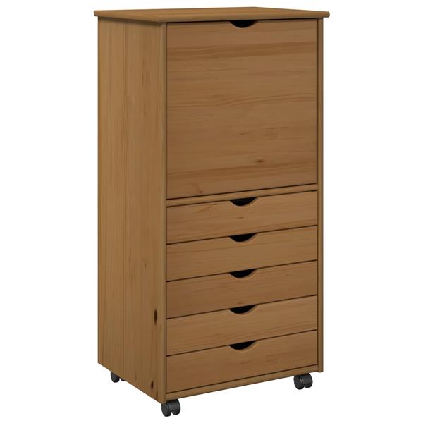 Grote foto vidaxl rolling kast honingbruin 53 x 39 x 103 cm massief vurenhout huis en inrichting overige