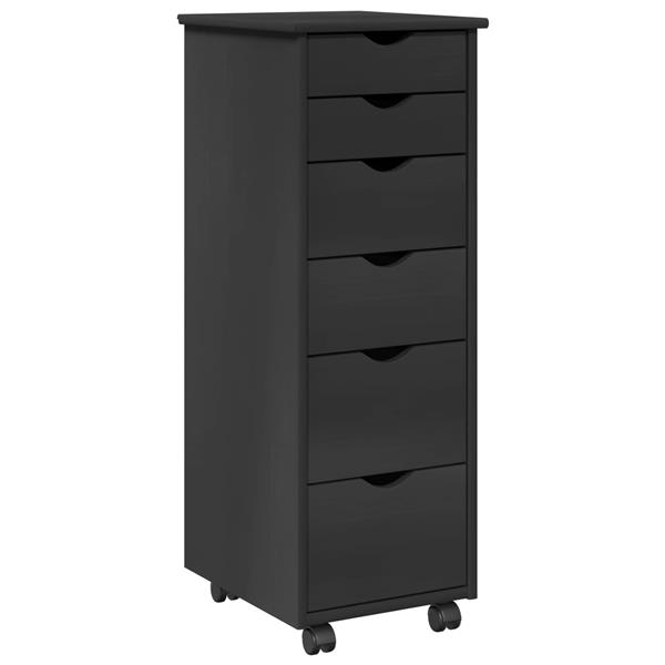 Grote foto vidaxl rolling kast met wiel grijs 34 x 39 x 93 5 cm massief vurenhout huis en inrichting overige