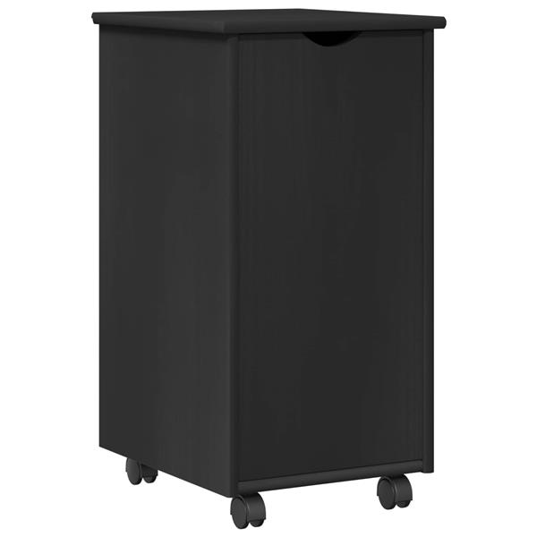 Grote foto vidaxl rolling kast met wiel zwart 34 x 39 x 65 5 cm massief vurenhout huis en inrichting overige