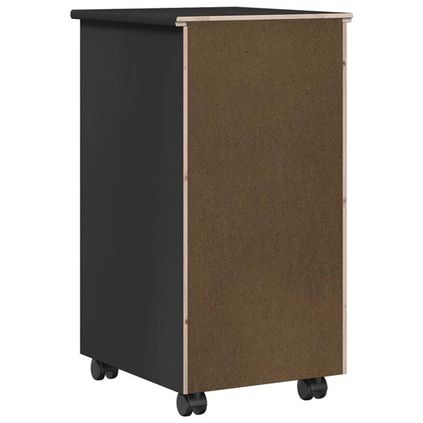 Grote foto vidaxl rolling kast zwart 34 x 39 x 65 5 cm massief grenenhout huis en inrichting overige