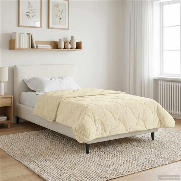Grote foto vidaxl winter dekbed cr me 135 x 200 cm microfiber en teddy fleece huis en inrichting bedden