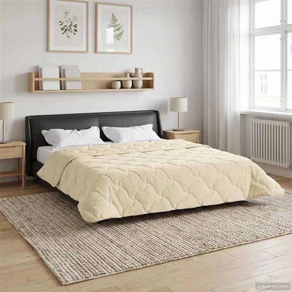 Grote foto vidaxl zomer dekbed cr me 200 x 240 cm microfiber en teddy fleece huis en inrichting bedden