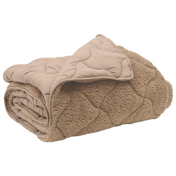 Grote foto vidaxl zomer dekbed taupe 200 x 200 cm microfiber en teddy fleece huis en inrichting bedden