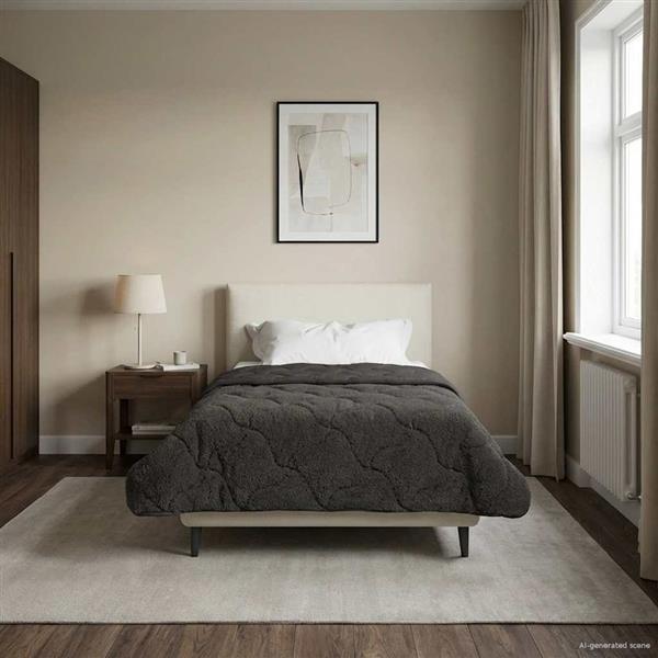 Grote foto vidaxl zomer dekbed antraciet 140 x 220 cm microfiber en teddy fleece huis en inrichting bedden