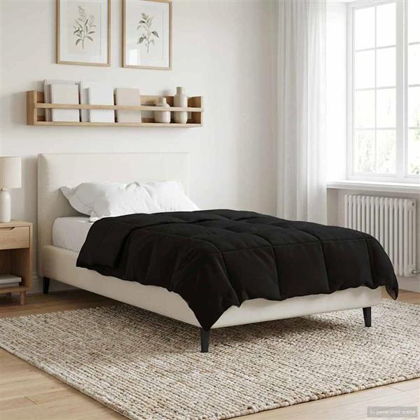 Grote foto vidaxl winter dekbed gekwilt zwart 140 x 220 cm microfiber huis en inrichting bedden