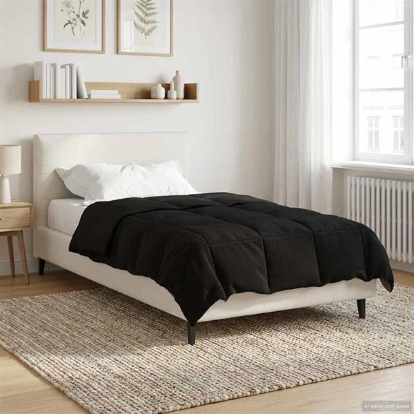 Grote foto vidaxl winter dekbed gekwilt zwart 135 x 200 cm microfiber huis en inrichting bedden