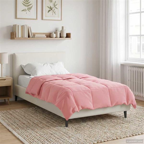 Grote foto vidaxl zomer dekbed gekwilt roze 135 x 200 cm microfiber huis en inrichting bedden
