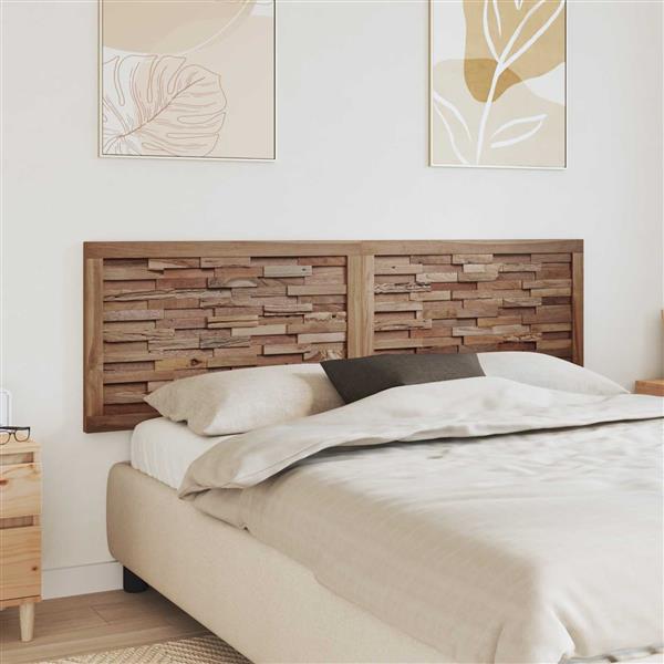 Grote foto vidaxl hoofdbord naturel massief teakhout antiek en kunst stoelen en banken