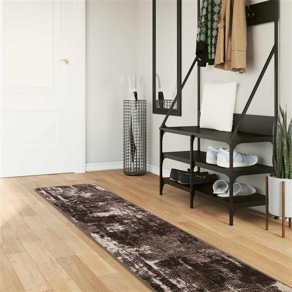 Grote foto vidaxl vloerkleedloper marsa zwart 50 x 250 cm polyester en pvc huis en inrichting vloerbedekking en kleden