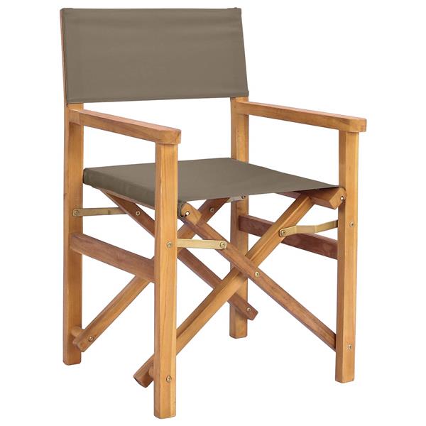 Grote foto vidaxl eetkamerstoel bruin en taupe 56 x 54 x 87 cm massief teakhout tuin en terras tuinmeubelen