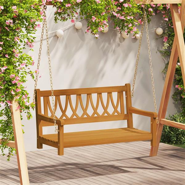 Grote foto vidaxl tuin hangbank naturel 110 x 56 x 58 cm massief acaciahout tuin en terras tuinmeubelen