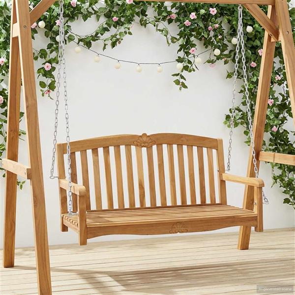 Grote foto vidaxl schommelbank naturel 114 x 60 x 60 5 cm massief teakhout tuin en terras tuinmeubelen
