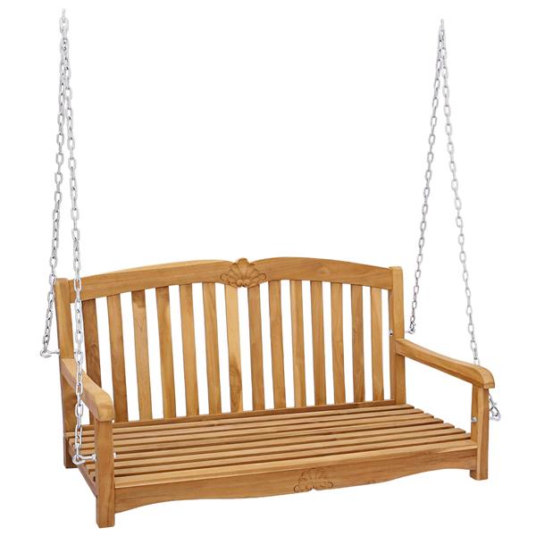 Grote foto vidaxl schommelbank naturel 114 x 60 x 60 5 cm massief teakhout tuin en terras tuinmeubelen