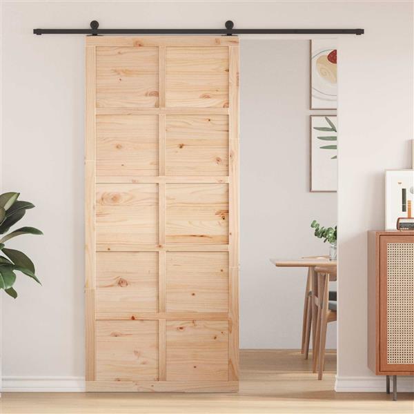 Grote foto vidaxl schuifdeur naturel 100 x 2 5 x 208 cm massief grenenhout doe het zelf en verbouw deuren en horren