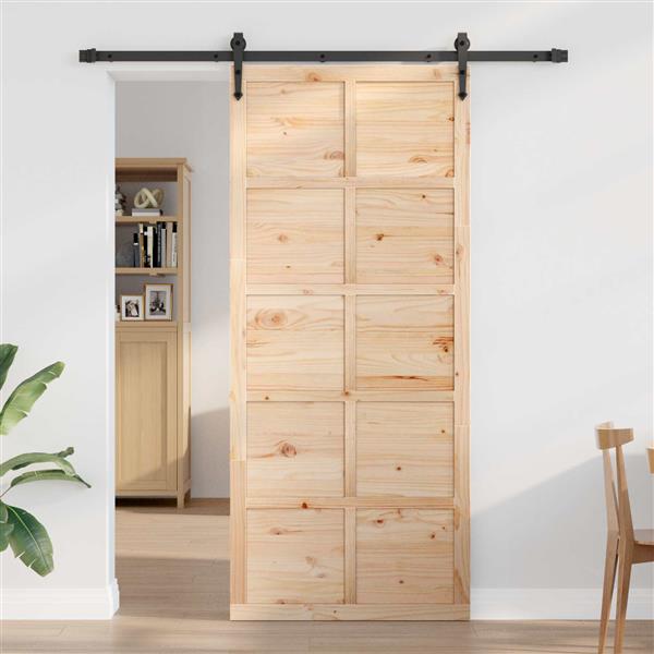 Grote foto vidaxl schuifdeur naturel 100 x 2 5 x 208 cm massief grenenhout doe het zelf en verbouw deuren en horren