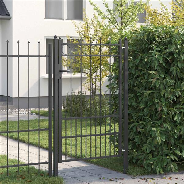 Grote foto vidaxl hekpoort horst staal zwart vergrendelbaar tuin en terras hekken en schuttingen