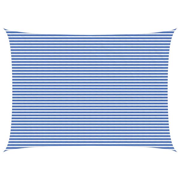Grote foto vidaxl zonneschaduwzeil blauw en wit 5 x 6 m hdpe tuin en terras overige tuin en terras