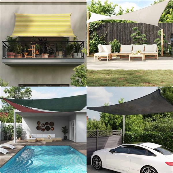 Grote foto vidaxl zonneschaduwzeil geel en wit 2 x 3 m hdpe tuin en terras overige tuin en terras
