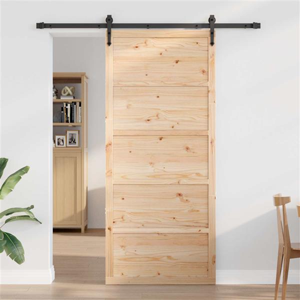 Grote foto vidaxl schuifdeur naturel 90 x 2 5 x 208 cm massief grenenhout doe het zelf en verbouw deuren en horren