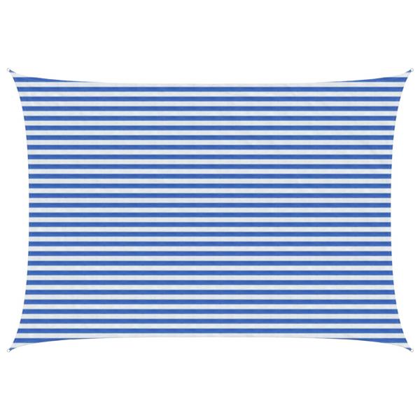 Grote foto vidaxl zonneschaduwzeil blauw en wit 3 x 6 m hdpe tuin en terras overige tuin en terras