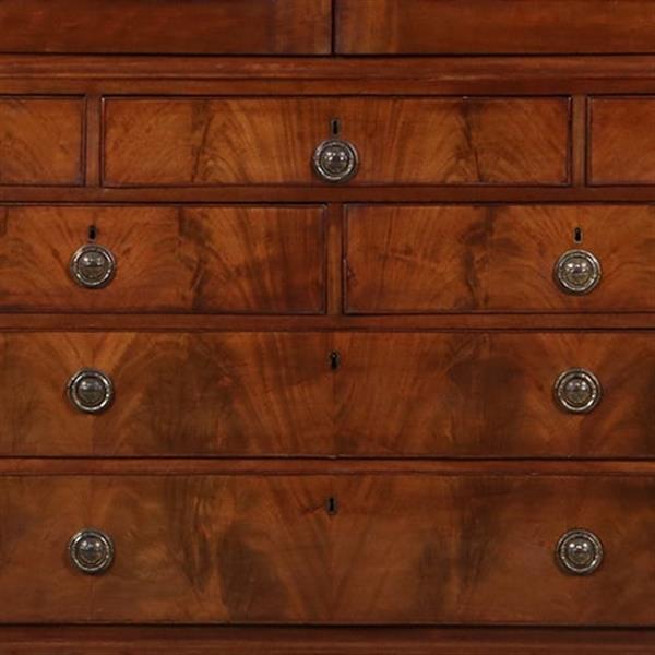 Grote foto strak en sober engels kabinet in mahonie met 5 laden ca 1830 no.400910 antiek en kunst stoelen en banken