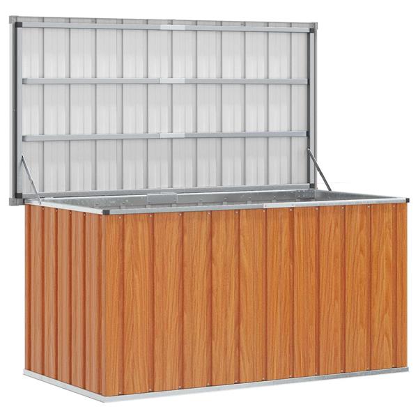 Grote foto vidaxl buitenopslagdoos hout 129 x 67 x 65 cm gegalvaniseerd staal tuin en terras overige tuin en terras