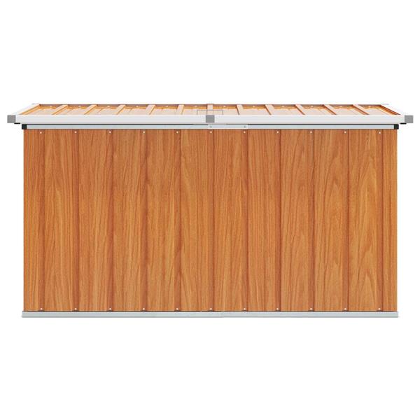 Grote foto vidaxl buitenopslagdoos hout 129 x 67 x 65 cm gegalvaniseerd staal tuin en terras overige tuin en terras