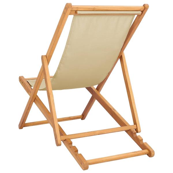 Grote foto vidaxl strandstoel beige massief teakhout tuin en terras tuinmeubelen