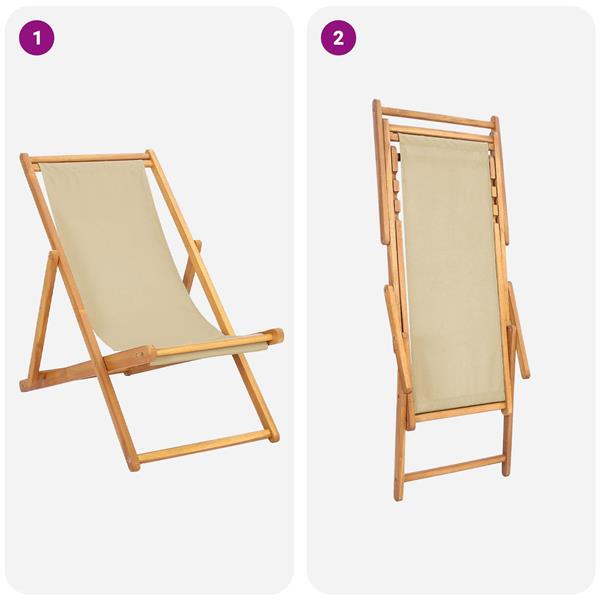 Grote foto vidaxl strandstoel beige massief teakhout tuin en terras tuinmeubelen
