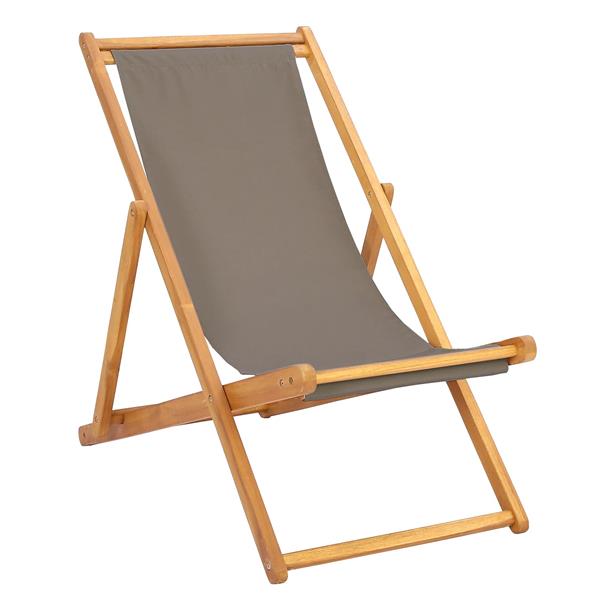 Grote foto vidaxl strandstoel taupe massief teakhout tuin en terras tuinmeubelen