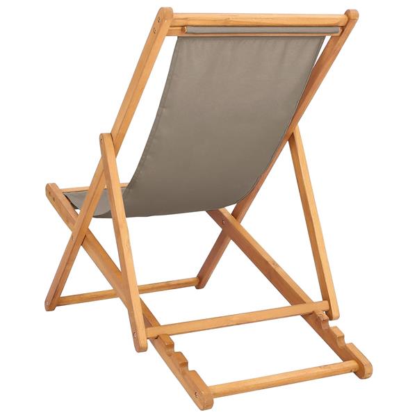 Grote foto vidaxl strandstoel taupe massief teakhout tuin en terras tuinmeubelen